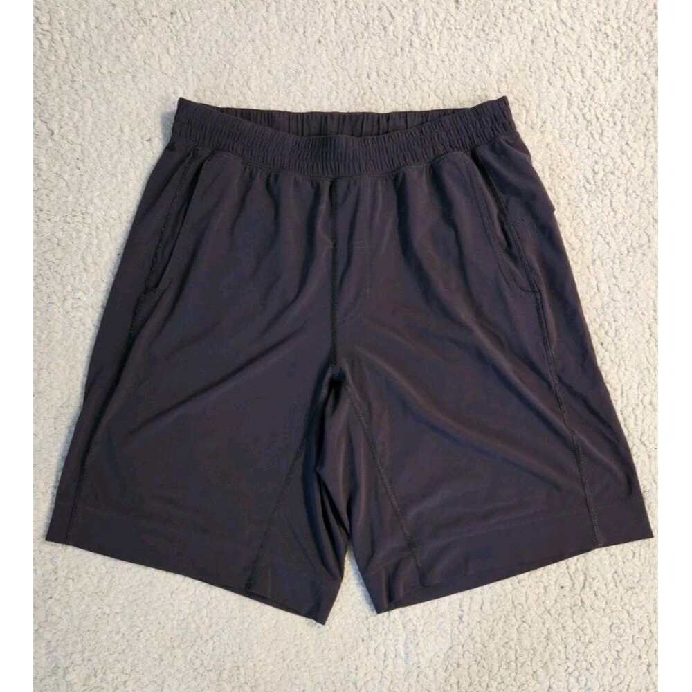 Lululemon Mens M Black Athletic Gym Athletic Shorts Elastic Waist Drawstring 11"